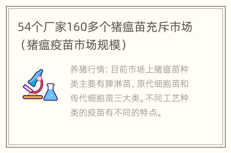 54个厂家160多个猪瘟苗充斥市场（猪瘟疫苗市场规模）