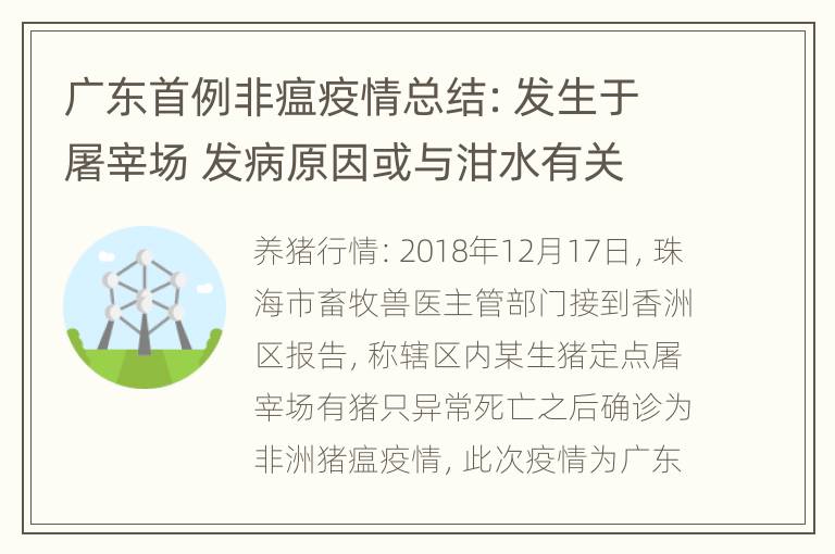 广东首例非瘟疫情总结：发生于屠宰场 发病原因或与泔水有关