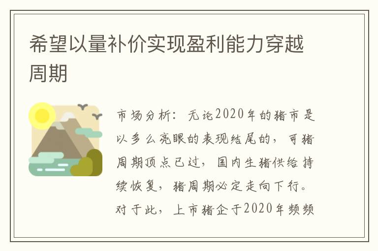 希望以量补价实现盈利能力穿越周期