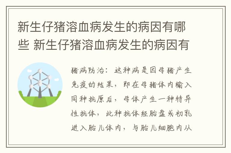 新生仔猪溶血病发生的病因有哪些 新生仔猪溶血病发生的病因有哪些特点