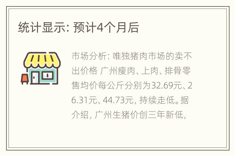 统计显示：预计4个月后