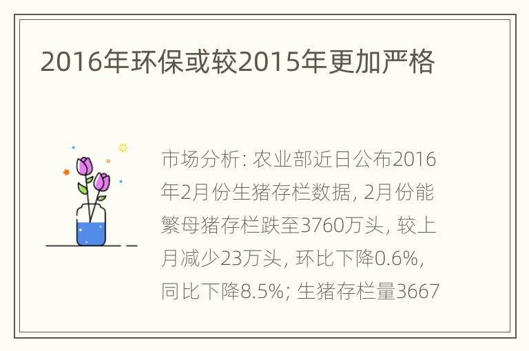 2016年环保或较2015年更加严格