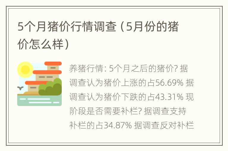 5个月猪价行情调查（5月份的猪价怎么样）