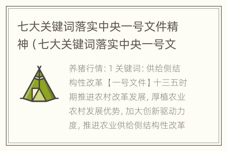 七大关键词落实中央一号文件精神（七大关键词落实中央一号文件精神的意义）