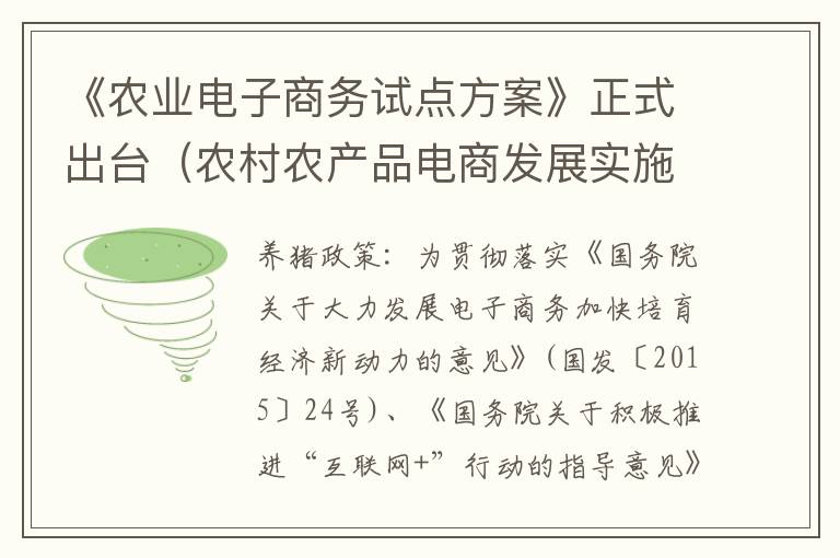 《农业电子商务试点方案》正式出台（农村农产品电商发展实施方案）