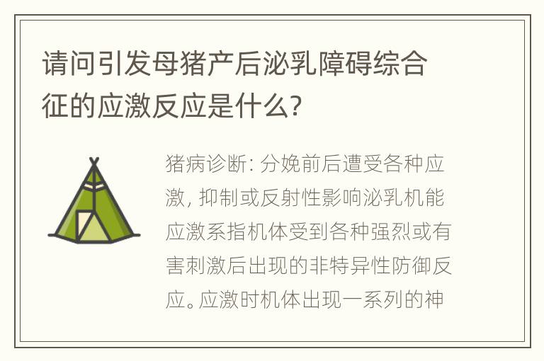 请问引发母猪产后泌乳障碍综合征的应激反应是什么？