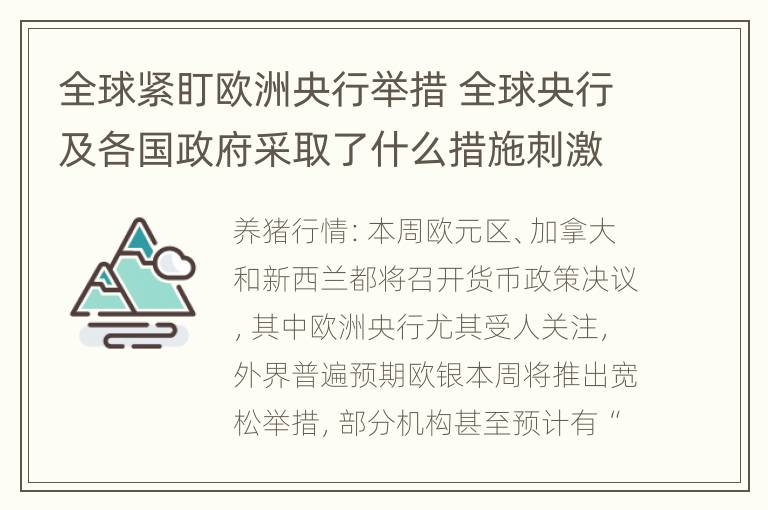 全球紧盯欧洲央行举措 全球央行及各国政府采取了什么措施刺激经济发展?