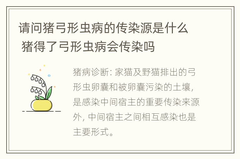 请问猪弓形虫病的传染源是什么 猪得了弓形虫病会传染吗