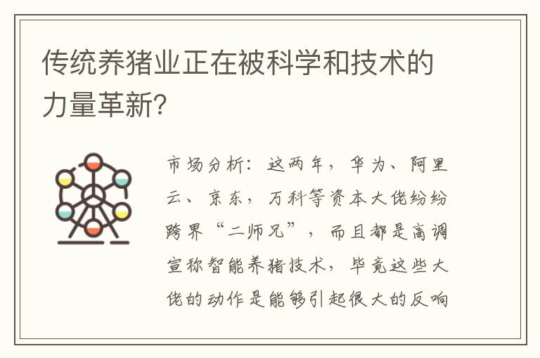 传统养猪业正在被科学和技术的力量革新？