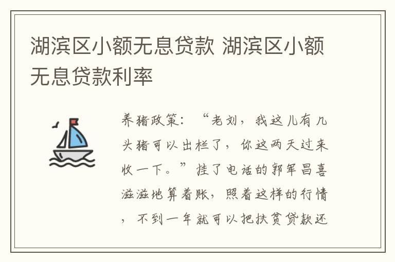 湖滨区小额无息贷款 湖滨区小额无息贷款利率