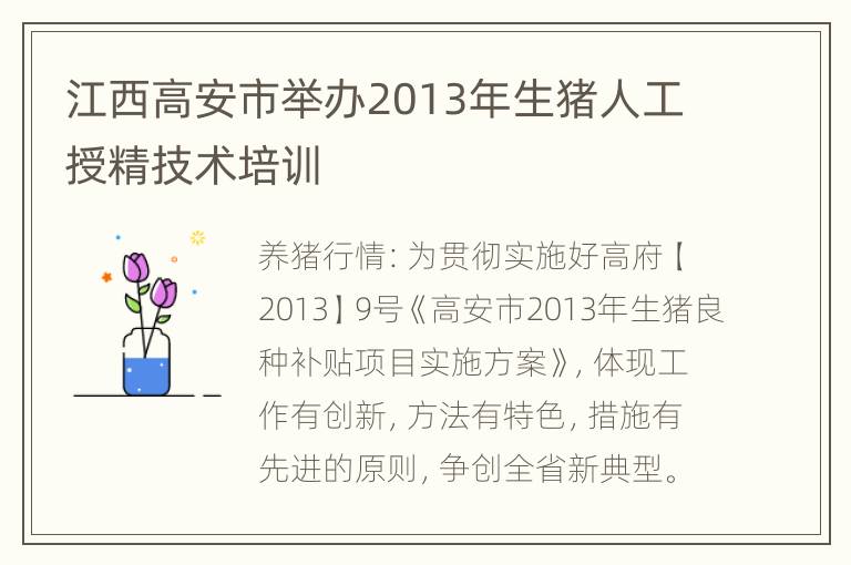 江西高安市举办2013年生猪人工授精技术培训