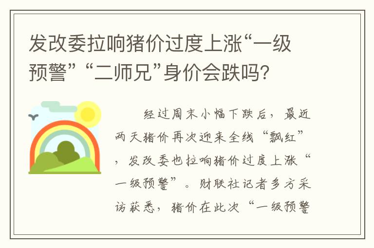 发改委拉响猪价过度上涨“一级预警” “二师兄”身价会跌吗？