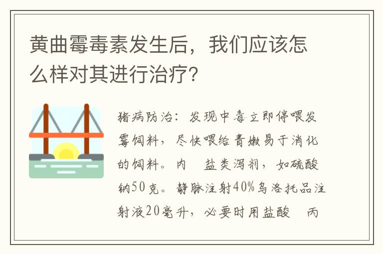 黄曲霉毒素发生后，我们应该怎么样对其进行治疗？