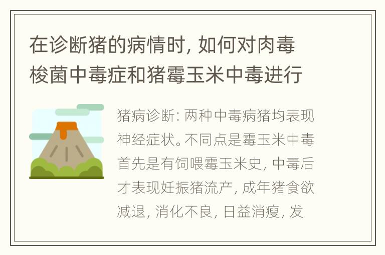 在诊断猪的病情时，如何对肉毒梭菌中毒症和猪霉玉米中毒进行鉴别