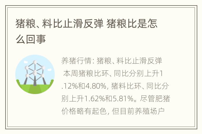 猪粮、料比止滑反弹 猪粮比是怎么回事