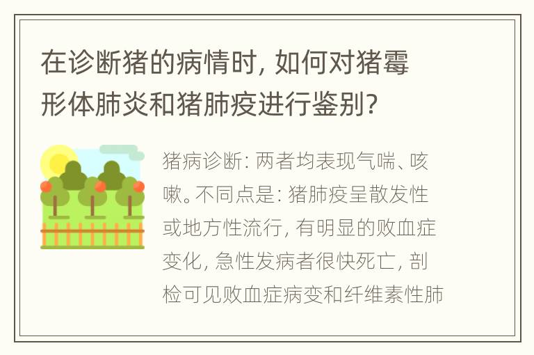 在诊断猪的病情时，如何对猪霉形体肺炎和猪肺疫进行鉴别？