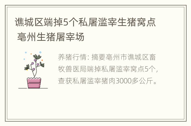 谯城区端掉5个私屠滥宰生猪窝点 亳州生猪屠宰场