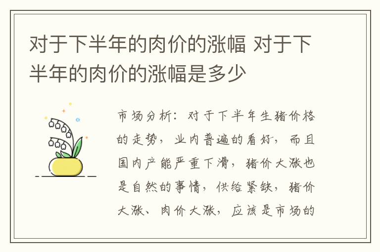 对于下半年的肉价的涨幅 对于下半年的肉价的涨幅是多少