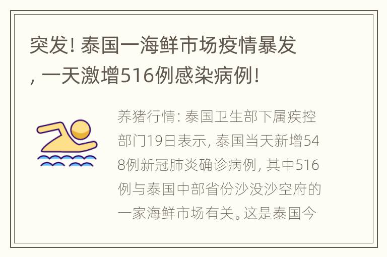 突发！泰国一海鲜市场疫情暴发，一天激增516例感染病例！