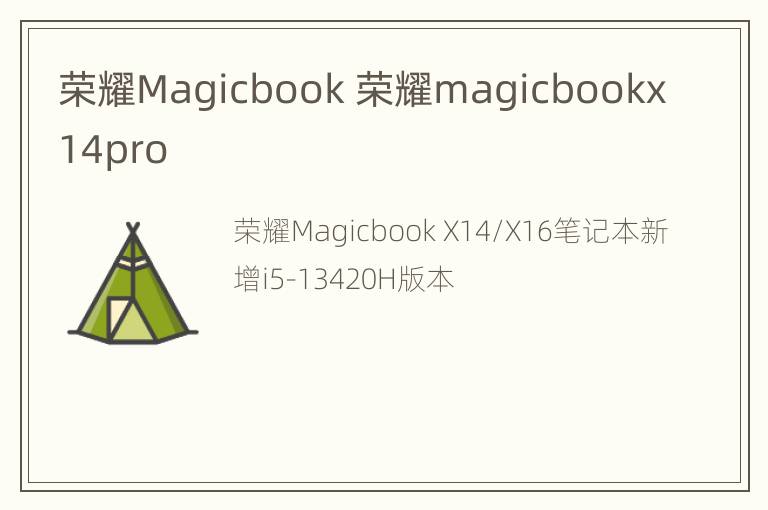 荣耀Magicbook 荣耀magicbookx14pro