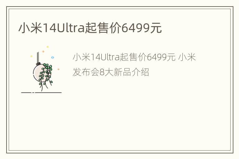 小米14Ultra起售价6499元