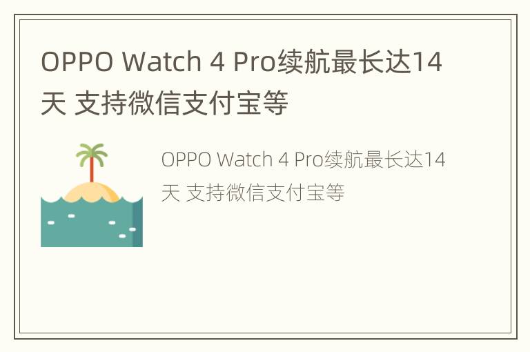 OPPO Watch 4 Pro续航最长达14天 支持微信支付宝等