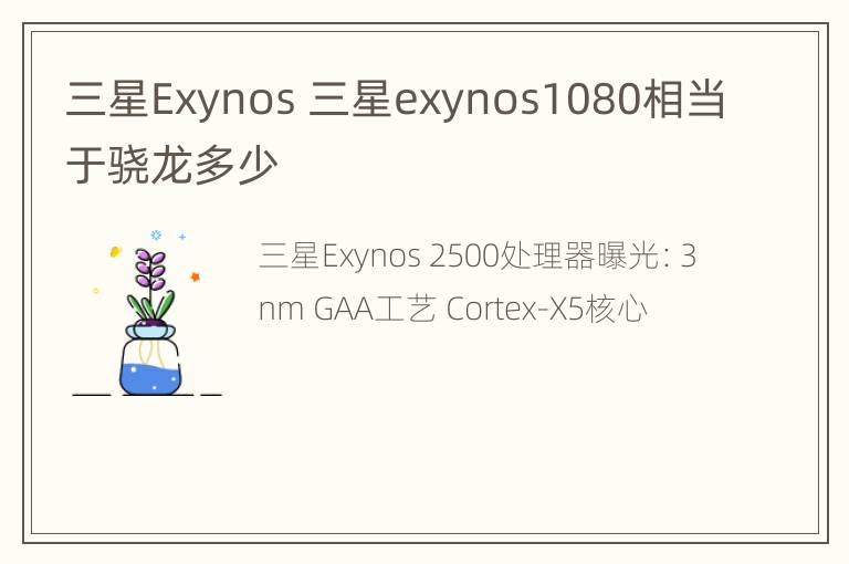 三星Exynos 三星exynos1080相当于骁龙多少