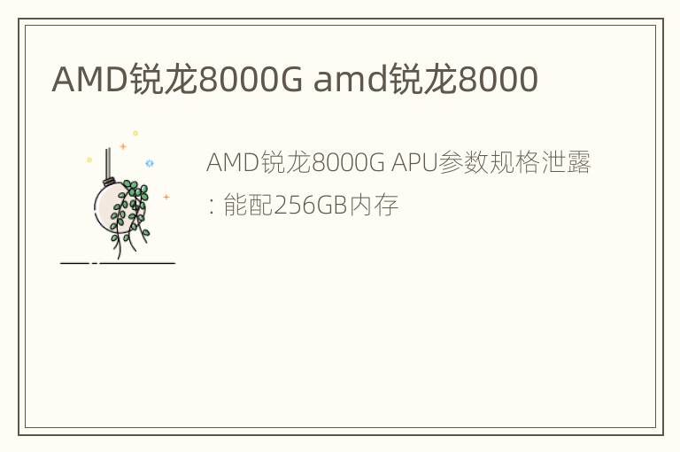 AMD锐龙8000G amd锐龙8000