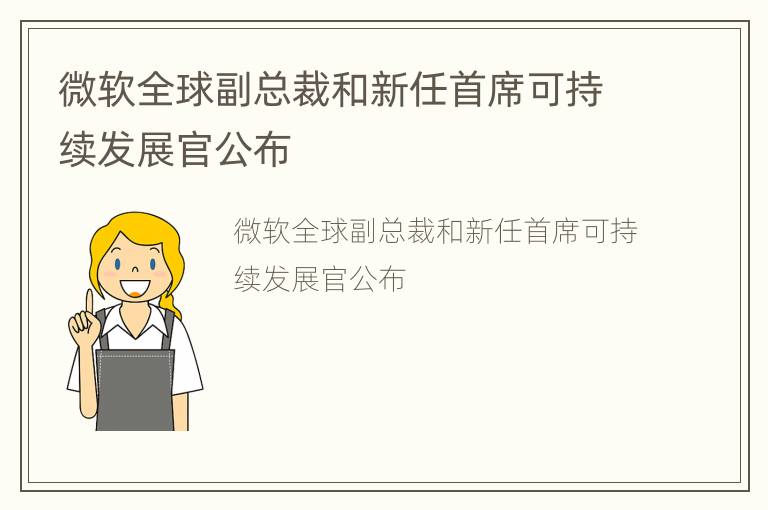 微软全球副总裁和新任首席可持续发展官公布