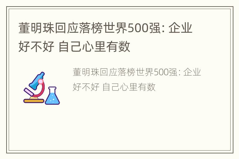 董明珠回应落榜世界500强：企业好不好 自己心里有数