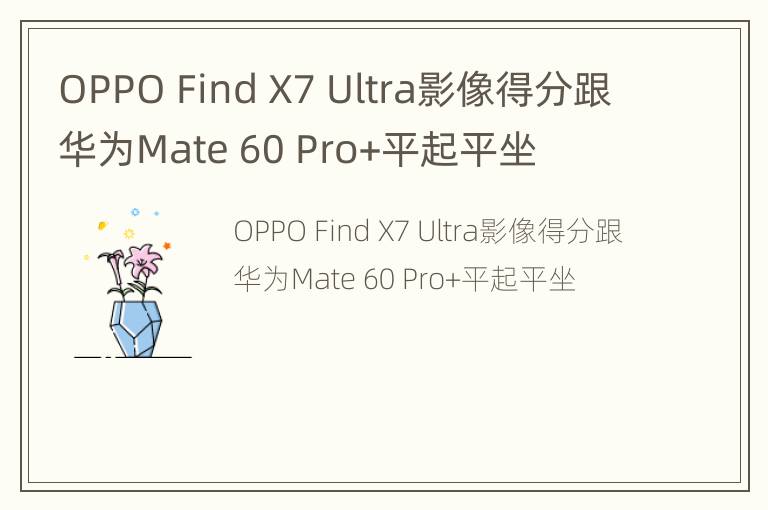 OPPO Find X7 Ultra影像得分跟华为Mate 60 Pro+平起平坐