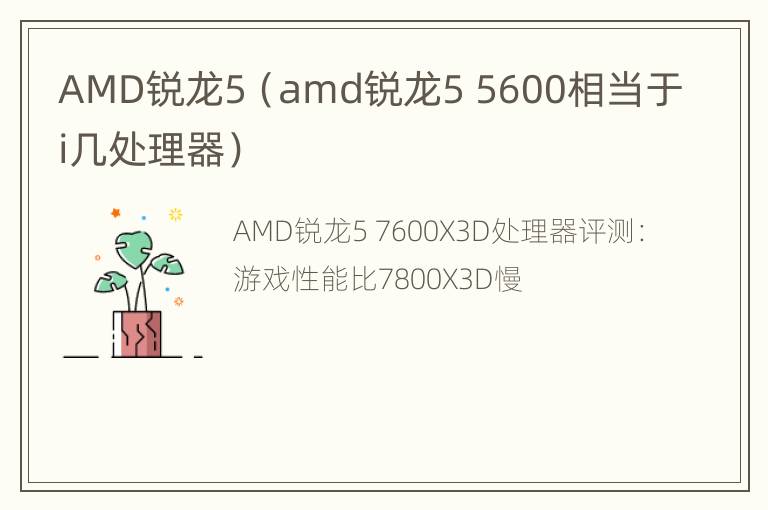 AMD锐龙5（amd锐龙5 5600相当于i几处理器）