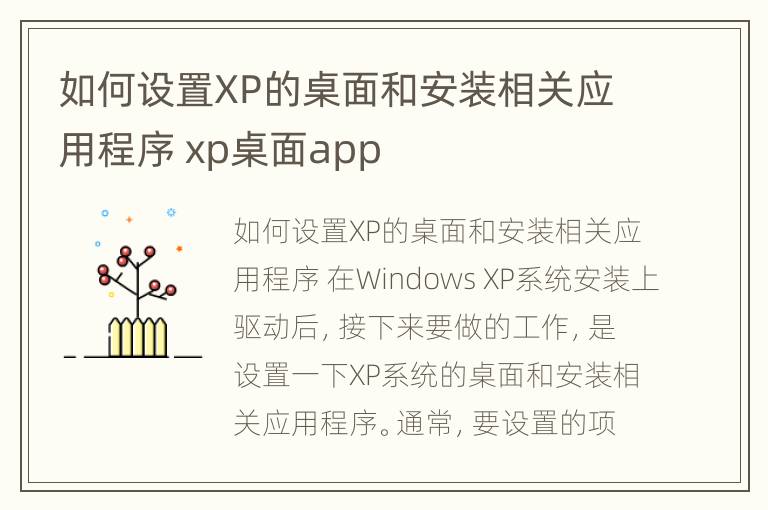 如何设置XP的桌面和安装相关应用程序 xp桌面app