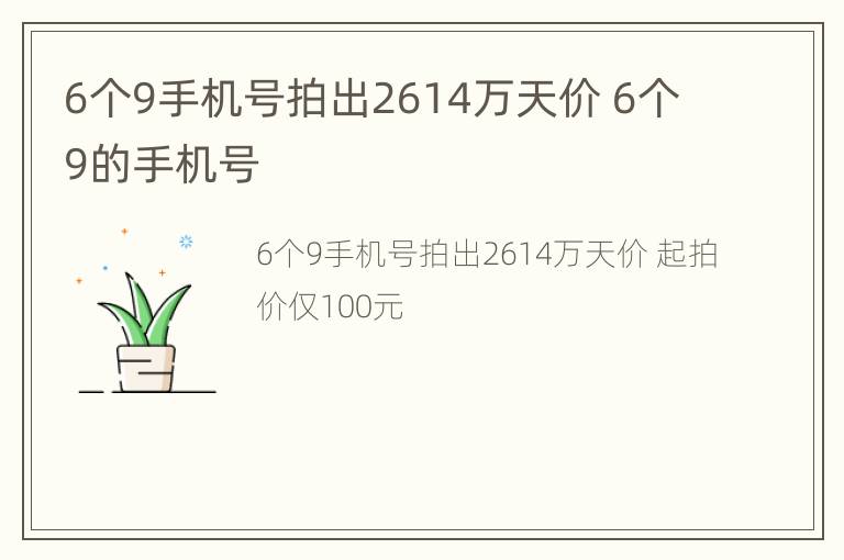 6个9手机号拍出2614万天价 6个9的手机号