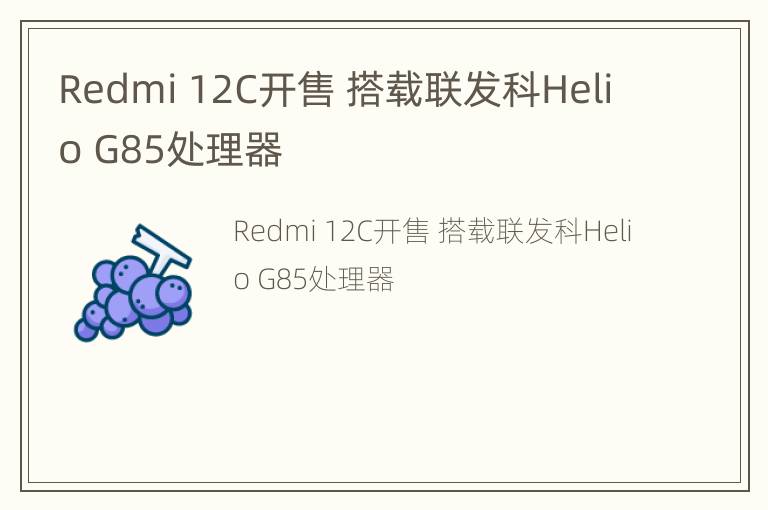 Redmi 12C开售 搭载联发科Helio G85处理器