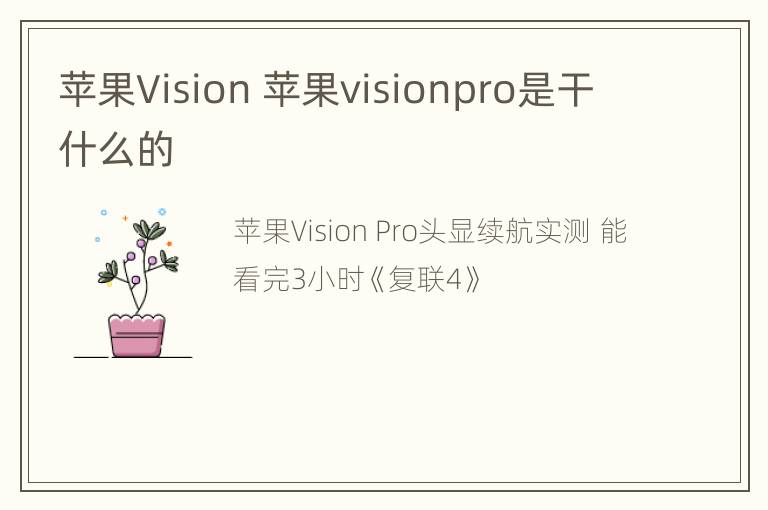 苹果Vision 苹果visionpro是干什么的