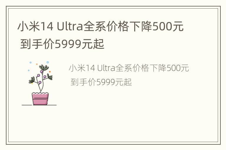 小米14 Ultra全系价格下降500元 到手价5999元起