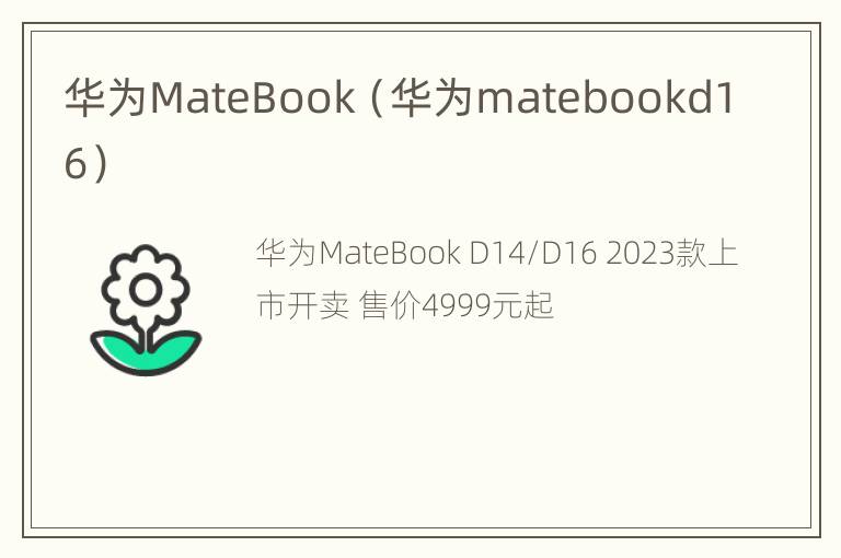 华为MateBook（华为matebookd16）