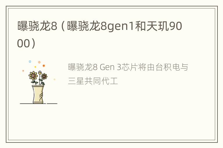 曝骁龙8（曝骁龙8gen1和天玑9000）