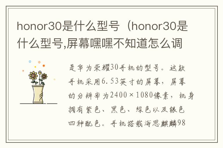 honor30是什么型号（honor30是什么型号,屏幕嘿嘿不知道怎么调）