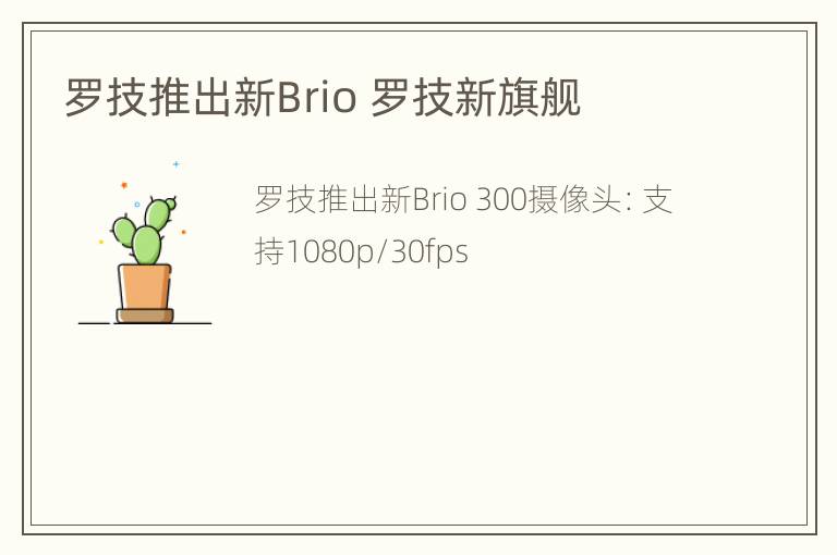 罗技推出新Brio 罗技新旗舰