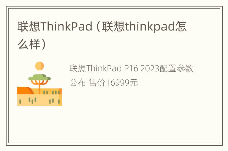 联想ThinkPad（联想thinkpad怎么样）