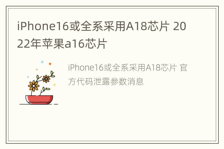 iPhone16或全系采用A18芯片 2022年苹果a16芯片