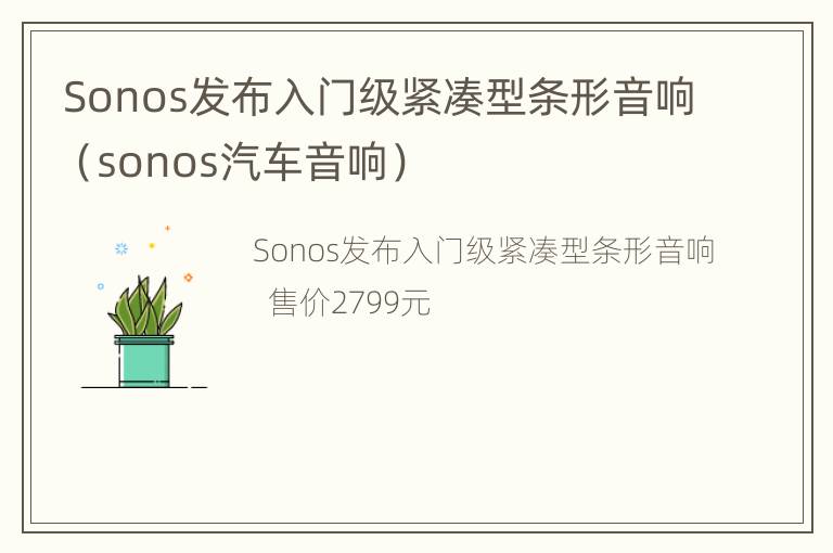 Sonos发布入门级紧凑型条形音响（sonos汽车音响）