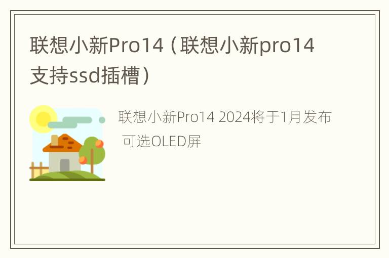 联想小新Pro14（联想小新pro14支持ssd插槽）