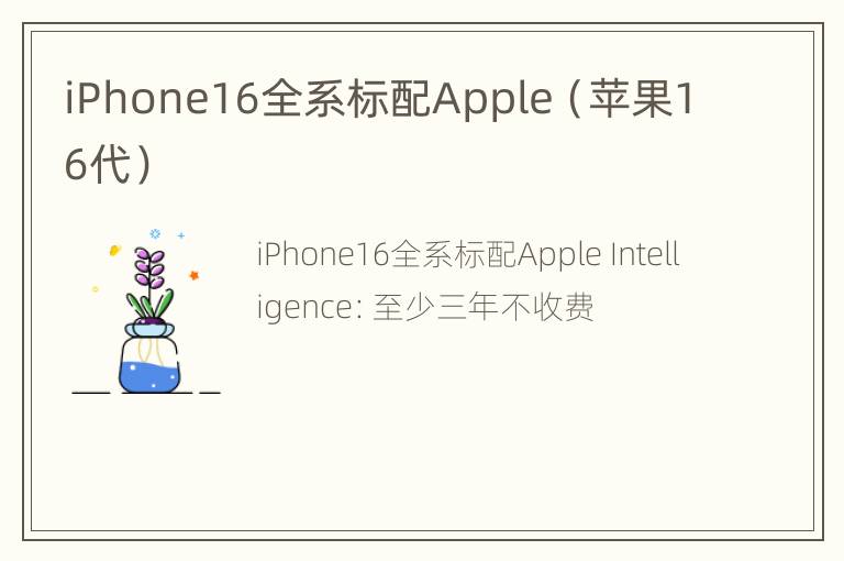 iPhone16全系标配Apple（苹果16代）