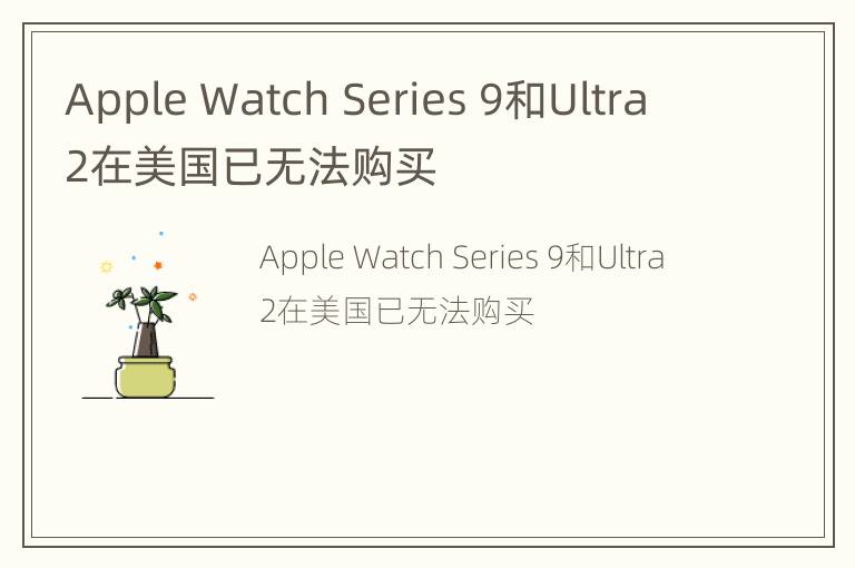 Apple Watch Series 9和Ultra 2在美国已无法购买