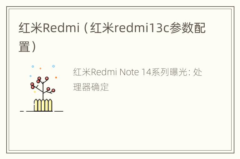 红米Redmi（红米redmi13c参数配置）