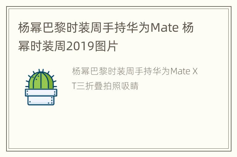 杨幂巴黎时装周手持华为Mate 杨幂时装周2019图片