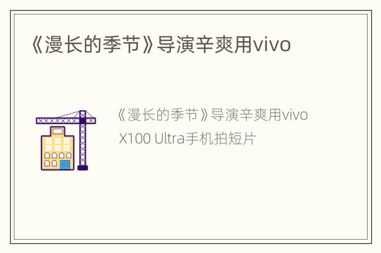 《漫长的季节》导演辛爽用vivo